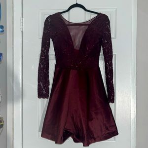 Burgundy Bouffant lace sequin dress